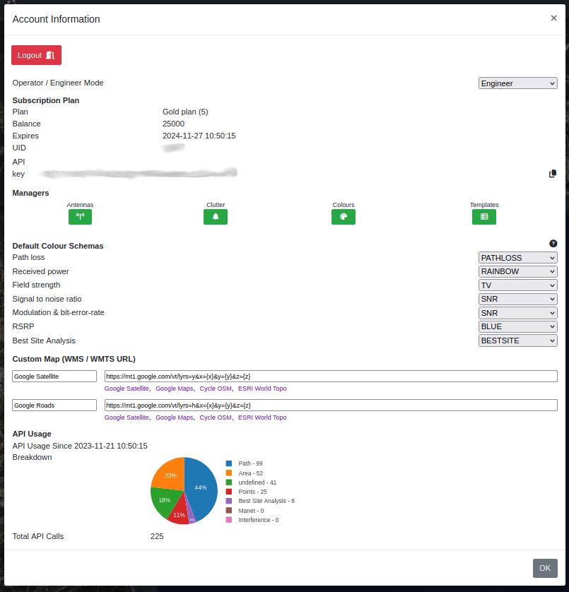 Account information modal