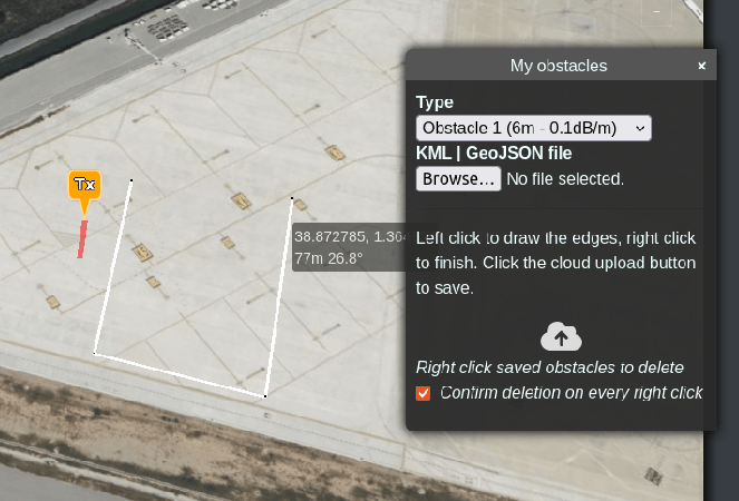 Drawing clutter polygon area